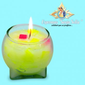 Velón salpicón redondo vidrio